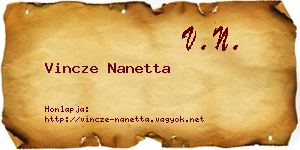 Vincze Nanetta névjegykártya